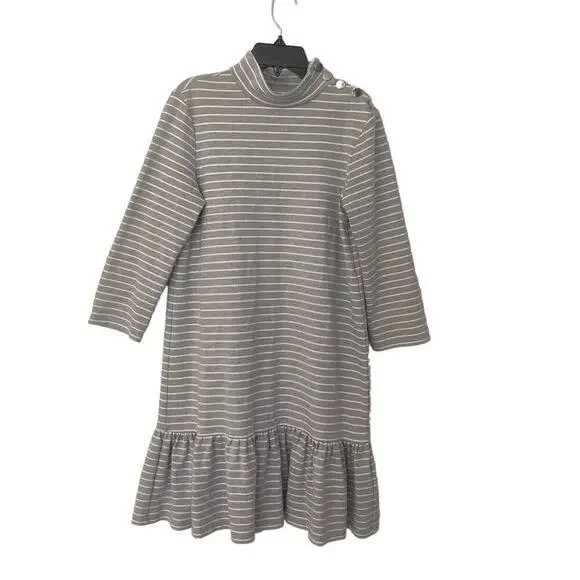 Broom Street Kate Spade Striped Long Sleeve Dress High Neck Gray Peplum Size S - Picture 2 of 7